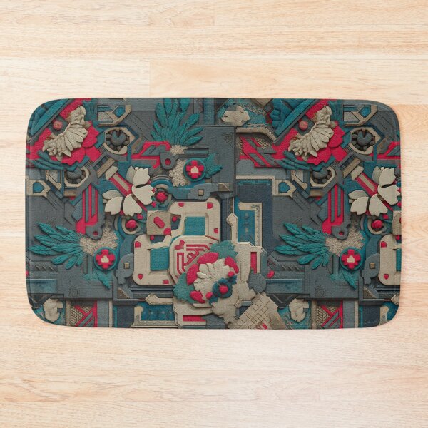 Item preview, Cyberpunk Floral Relief Pattern | Textured Sci-Fi Industrial Tile Art designed and sold by MetroEnvision.