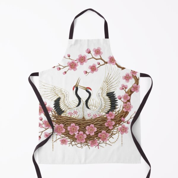 Item preview, Stork Couple Embroidered Cherry Blossom Nest designed and sold by Siarverse.