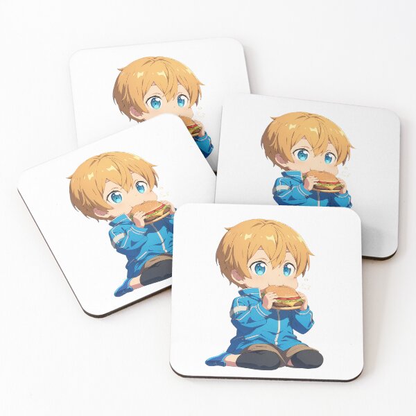 Artikelvorschau, Eugeo Sword Art Online Anime Kawaii Chibi Burger Soft Blue Moment entworfen und verkauft von mildaclairmo.