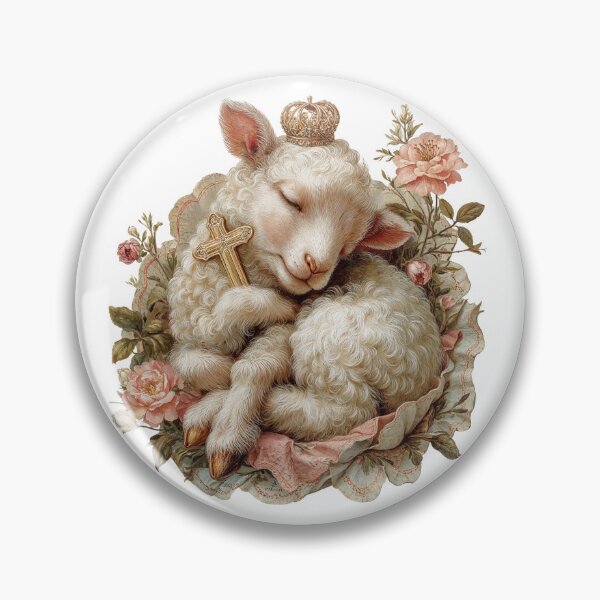 Item preview, Cute Royal Paschal Lamb with Cross Crown Roses - He Is Risen Easter designed and sold by Anastasiia Yurevych.
