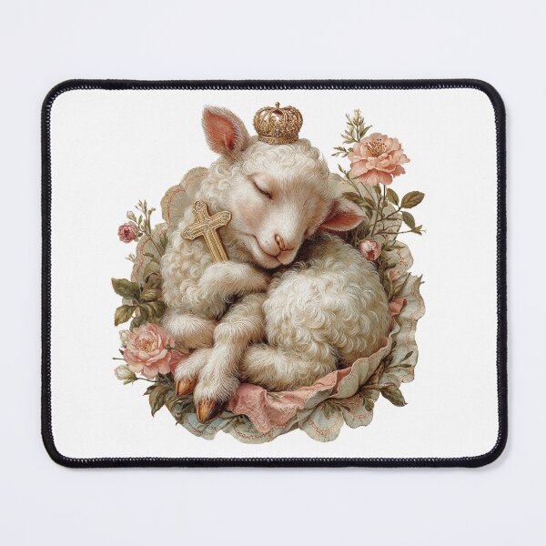 Item preview, Cute Royal Paschal Lamb with Cross Crown Roses - He Is Risen Easter designed and sold by Anastasiia Yurevych.