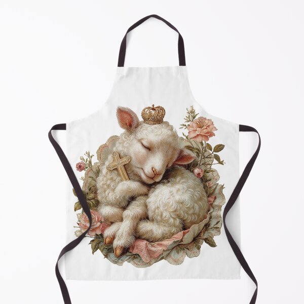 Item preview, Cute Royal Paschal Lamb with Cross Crown Roses - He Is Risen Easter designed and sold by Anastasiia Yurevych.