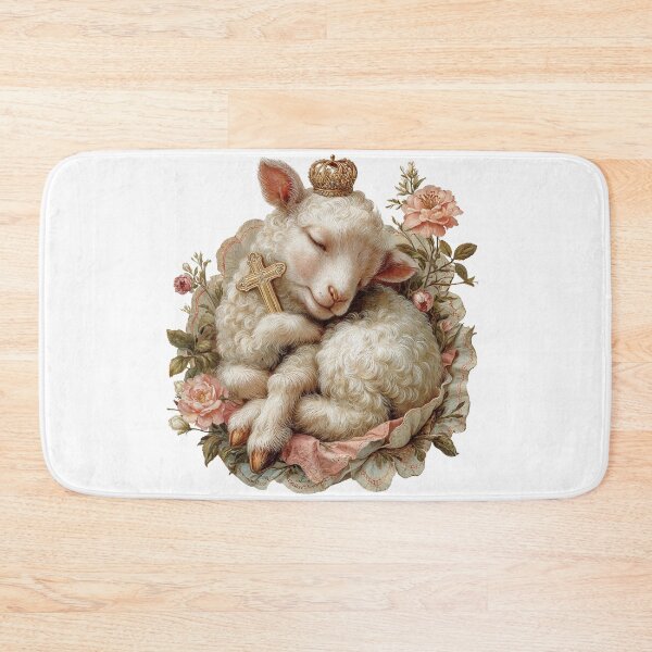 Item preview, Cute Royal Paschal Lamb with Cross Crown Roses - He Is Risen Easter designed and sold by Anastasiia Yurevych.