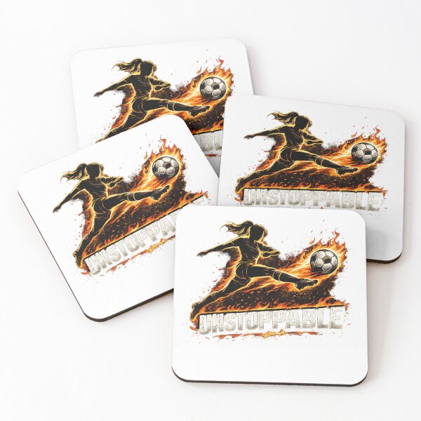 Item preview, Unstoppable Women’s Football – Flaming Kick Design designed and sold by Harprints.Studio.