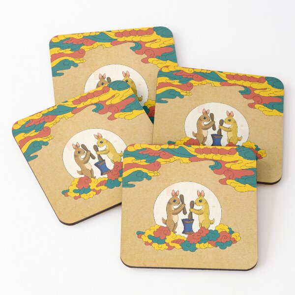 Item preview, Korean Folk Art: The Moon Rabbit's Golden Blessing  designed and sold by QamarART Paintings.