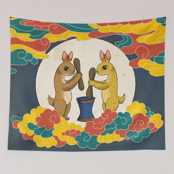 Item preview, Celestial Tale: Moon Rabbit in the Deep Blue Night  designed and sold by QamarART Paintings.
