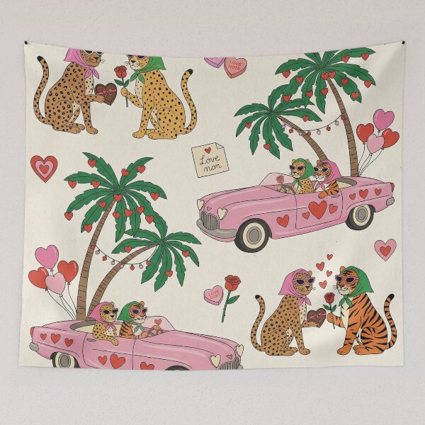 Item preview, Retro Pink Car Leopard and Tiger Road Trip designed and sold by zzz888.