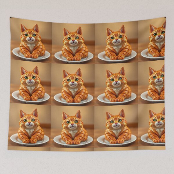 Item preview, Cat Croissant Delight Whimsical Feline Pastry Fantasy Art designed and sold by PixelVibe782.