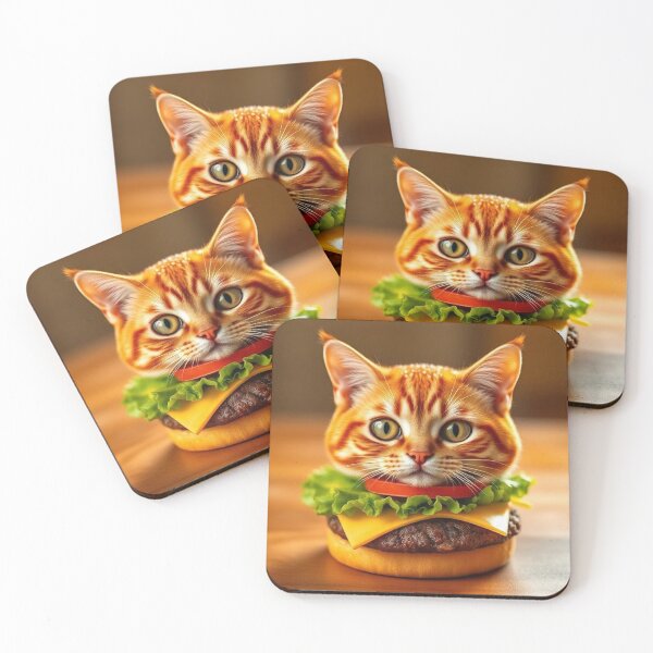 Item preview, Cat Burger Fantasy Playful Feline Food Art Creation designed and sold by PixelVibe782.