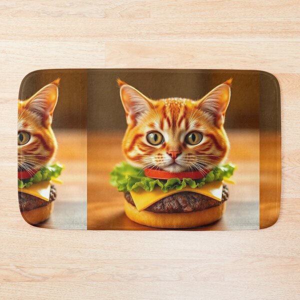 Item preview, Cat Burger Fantasy Playful Feline Food Art Creation designed and sold by PixelVibe782.