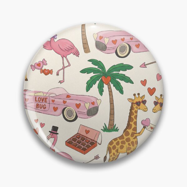Item preview, Retro Love Bug Car Giraffe Flamingo Valentine Pattern designed and sold by zzz888.