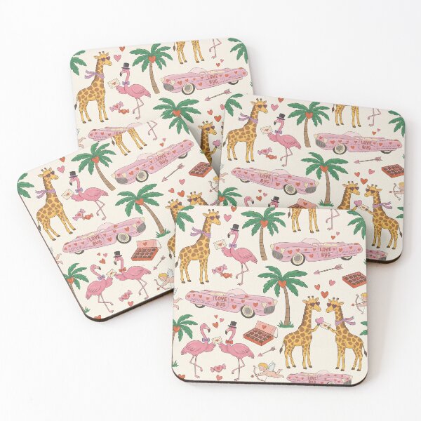 Item preview, Retro Love Bug Car Giraffe Flamingo Valentine Pattern designed and sold by zzz888.