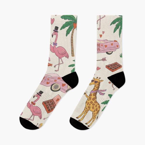 Item preview, Retro Love Bug Car Giraffe Flamingo Valentine Pattern designed and sold by zzz888.