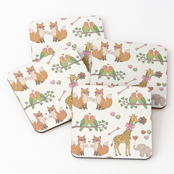 Item preview, Whimsical Valentine Animals Fox Giraffe Lovebirds designed and sold by zzz888.