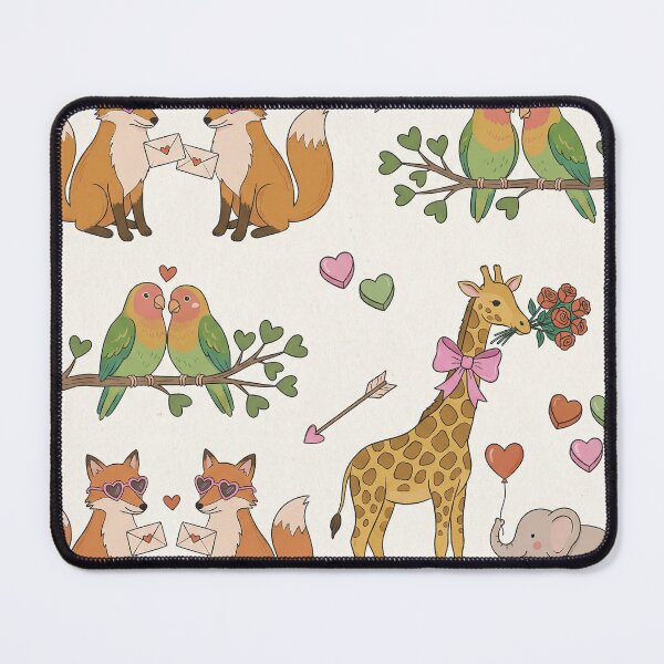 Item preview, Whimsical Valentine Animals Fox Giraffe Lovebirds designed and sold by zzz888.