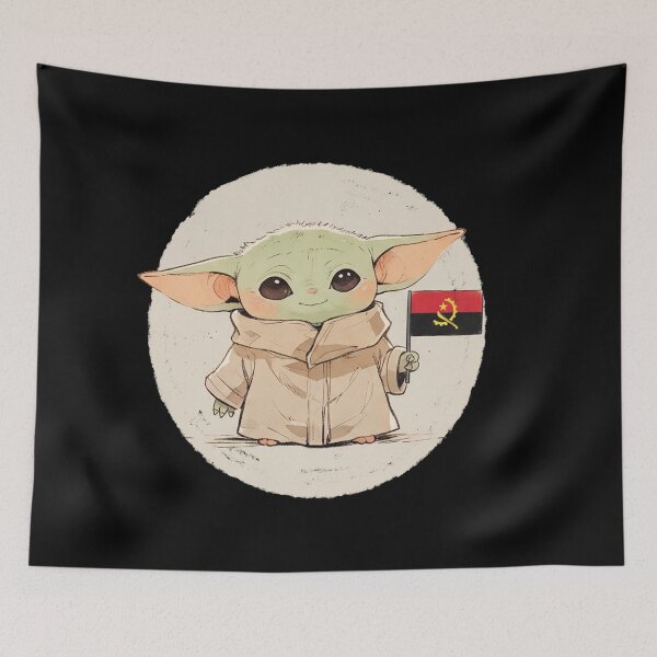 Item preview, BABY YODA WITH ANGOLA FLAG designed and sold by LIS AND MELIVERSO.