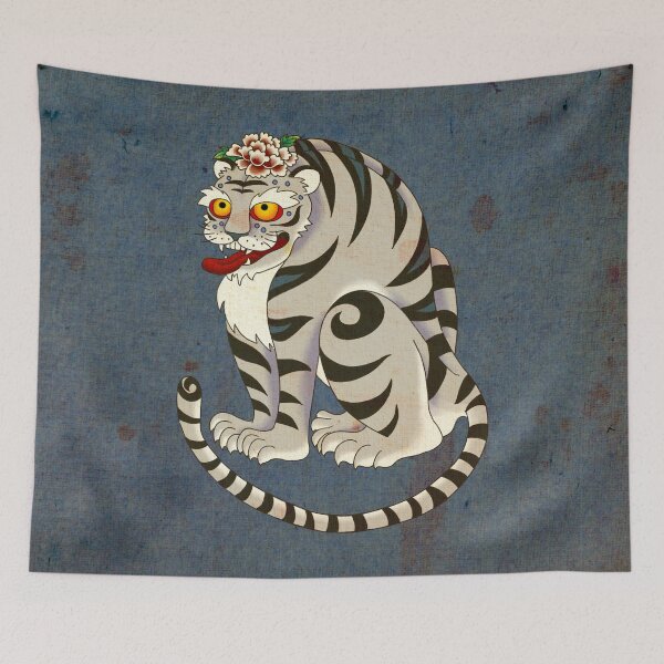 Item preview, Korean Folk Art: The Radiant White Tiger of Joy designed and sold by QamarART Paintings.