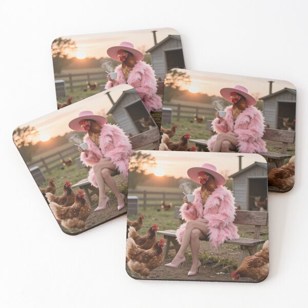Item preview, Surreal Chicken Woman Fantasy Whimsical Farmyard Scene designed and sold by PixelVibe782.
