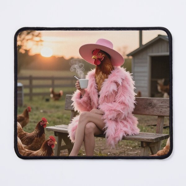 Item preview, Surreal Chicken Woman Fantasy Whimsical Farmyard Scene designed and sold by PixelVibe782.