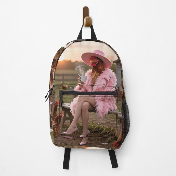 Item preview, Surreal Chicken Woman Fantasy Whimsical Farmyard Scene designed and sold by PixelVibe782.