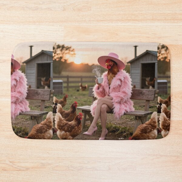 Item preview, Surreal Chicken Woman Fantasy Whimsical Farmyard Scene designed and sold by PixelVibe782.