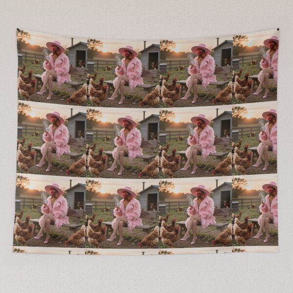 Item preview, Surreal Chicken Woman Fantasy Whimsical Farmyard Scene designed and sold by PixelVibe782.