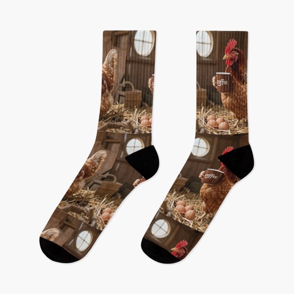 Item preview, Coffee Loving Chicken Cozy Rustic Farm Morning Scene designed and sold by PixelVibe782.