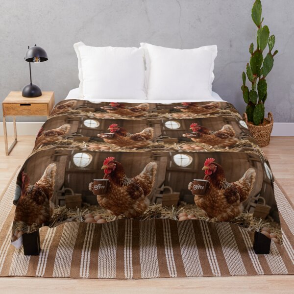 Item preview, Coffee Loving Chicken Cozy Rustic Farm Morning Scene designed and sold by PixelVibe782.