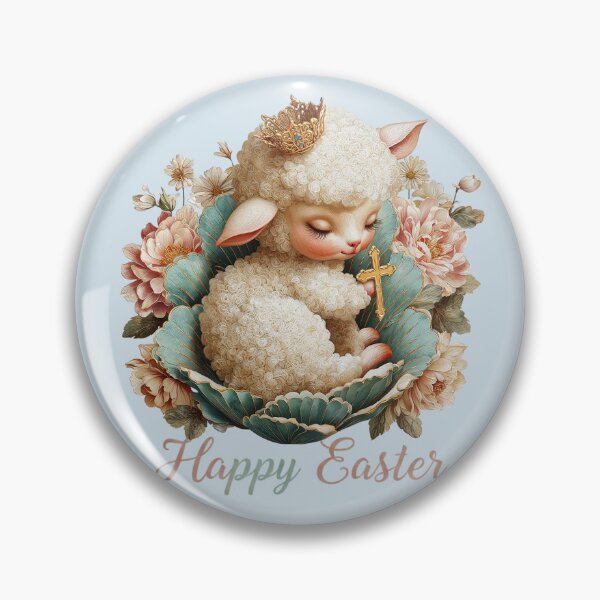 Item preview, Cute Royal Paschal Lamb with Cross Crown Roses - He Is Risen Easter designed and sold by Anastasiia Yurevych.