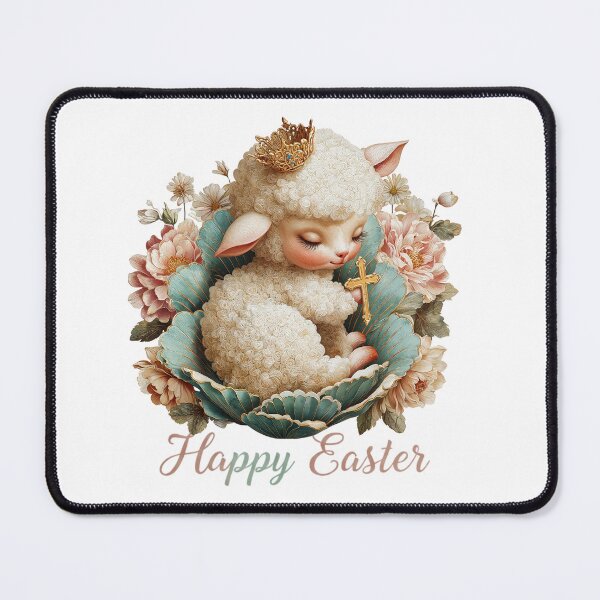 Item preview, Cute Royal Paschal Lamb with Cross Crown Roses - He Is Risen Easter designed and sold by Anastasiia Yurevych.
