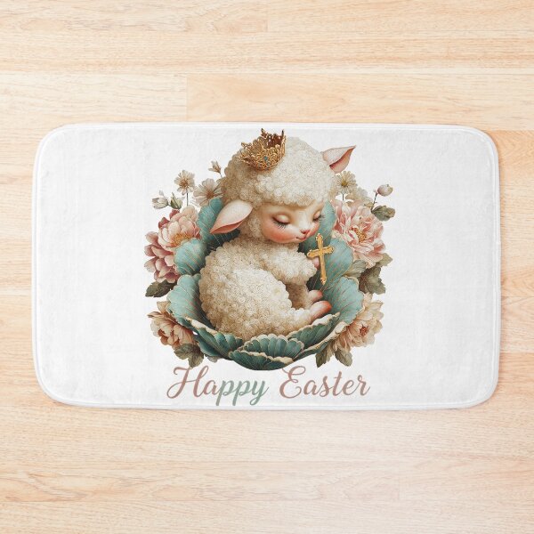 Item preview, Cute Royal Paschal Lamb with Cross Crown Roses - He Is Risen Easter designed and sold by Anastasiia Yurevych.