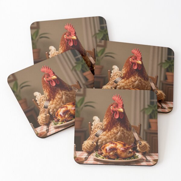Item preview, Surreal Chicken Dinner Dark Humor Whimsical Dining Scene designed and sold by PixelVibe782.
