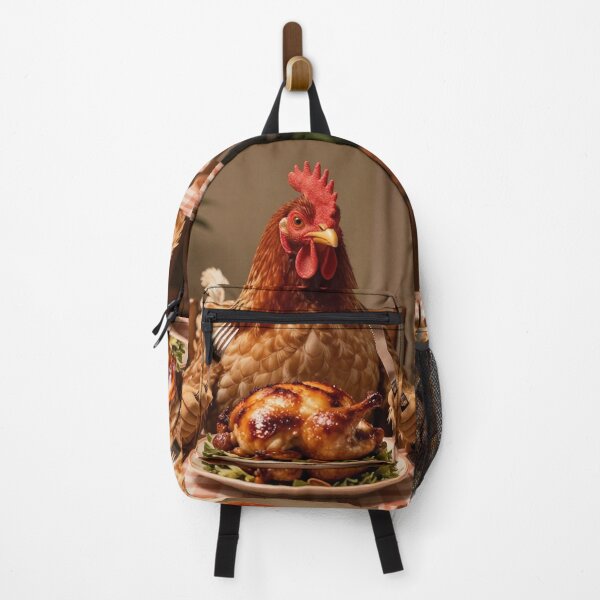 Item preview, Surreal Chicken Dinner Dark Humor Whimsical Dining Scene designed and sold by PixelVibe782.