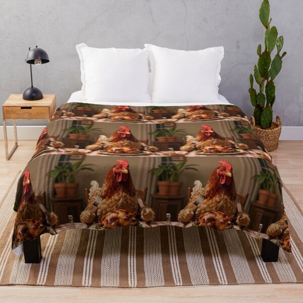 Item preview, Surreal Chicken Dinner Dark Humor Whimsical Dining Scene designed and sold by PixelVibe782.