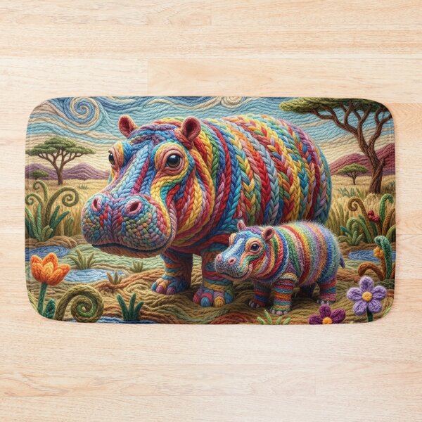 Item preview, Yarn Hippo and Calf designed and sold by Tridentulus.
