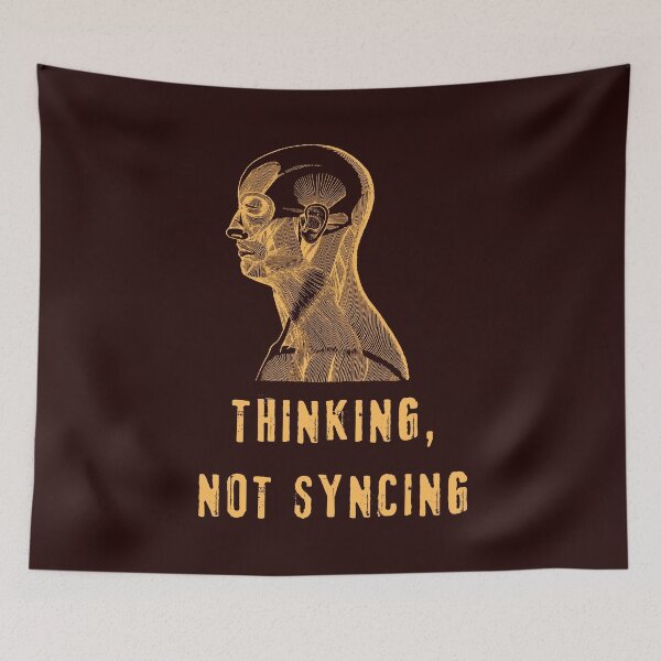 Item preview, Thinking Not Syncing – Offline Mindset Minimalist Brain Illustration designed and sold by Innovate Light Art.