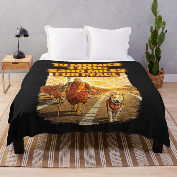 Item preview, Retro Walk for Peace Monks with Aloka Dog Minimalist Zen Art designed and sold by CriseldaBruning.