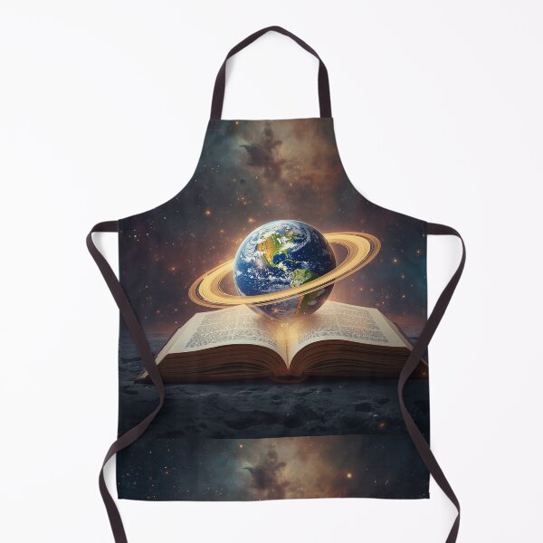 Item preview, Glowing Book with Earth and Cosmic Rings Surreal Fantasy Scene designed and sold by PixelVibe782.