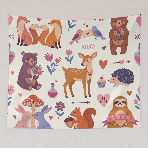 Item preview, Whimsical Woodland Animal Love Party Pattern designed and sold by zzz888.