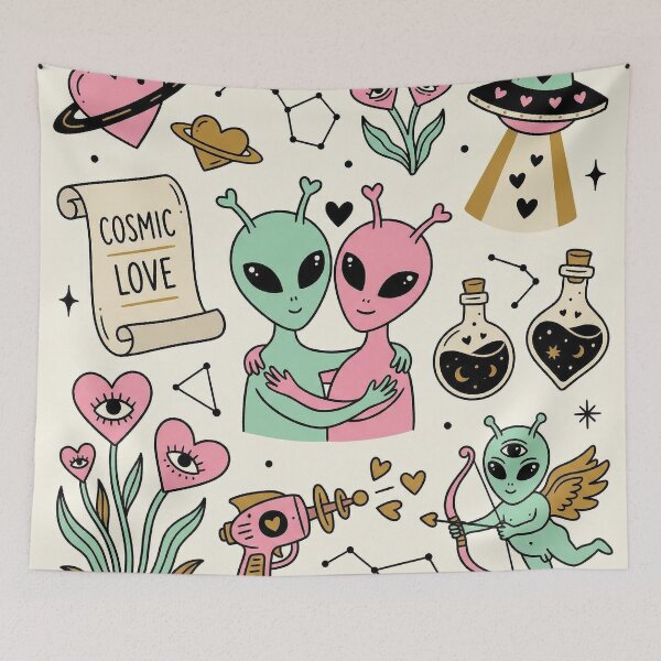 Item preview, Cosmic Love Cute Alien Couple Montage designed and sold by zzz888.