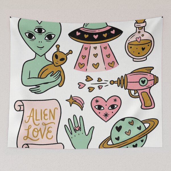 Item preview, Alien Love Three Eyed Heart Head Sci-Fi Montage designed and sold by zzz888.