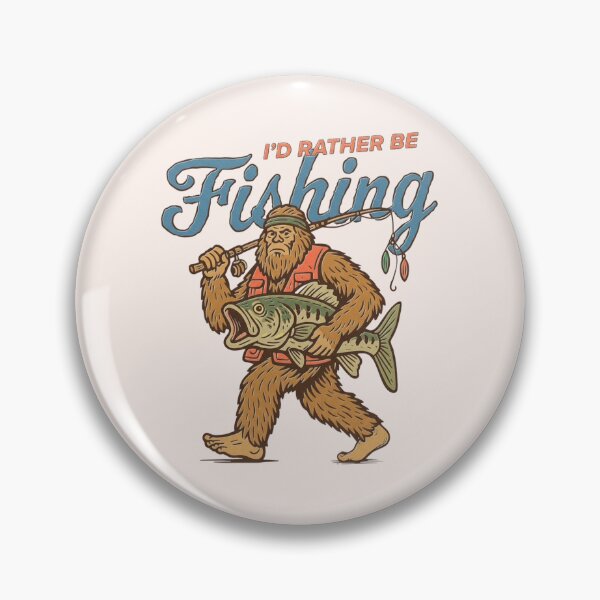 Item preview, Retro Sasquatch, Funny Bigfoot Fishing, I'd Rather Be Fishing, Vintage Cryptidcore  designed and sold by toongstudio.