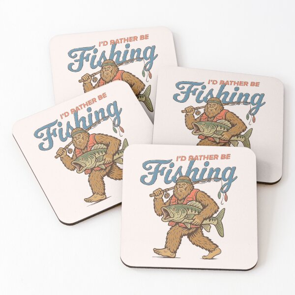 Item preview, Retro Sasquatch, Funny Bigfoot Fishing, I'd Rather Be Fishing, Vintage Cryptidcore  designed and sold by toongstudio.