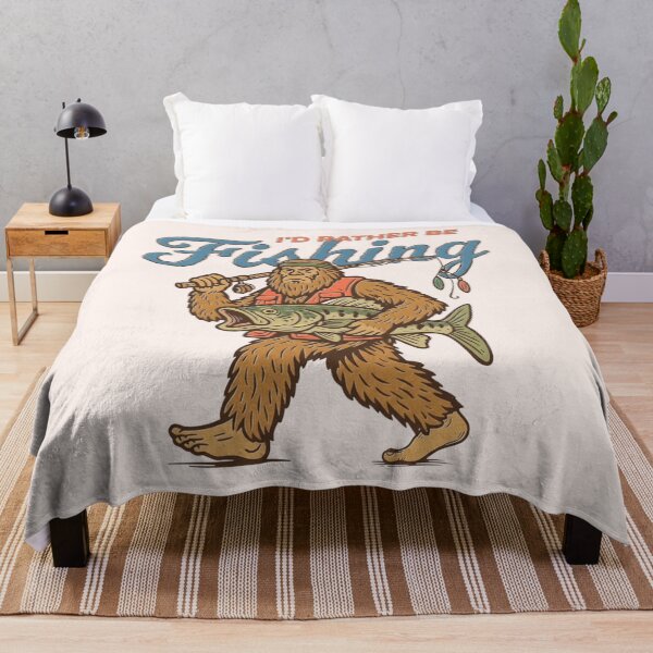 Item preview, Retro Sasquatch, Funny Bigfoot Fishing, I'd Rather Be Fishing, Vintage Cryptidcore designed and sold by toongstudio.