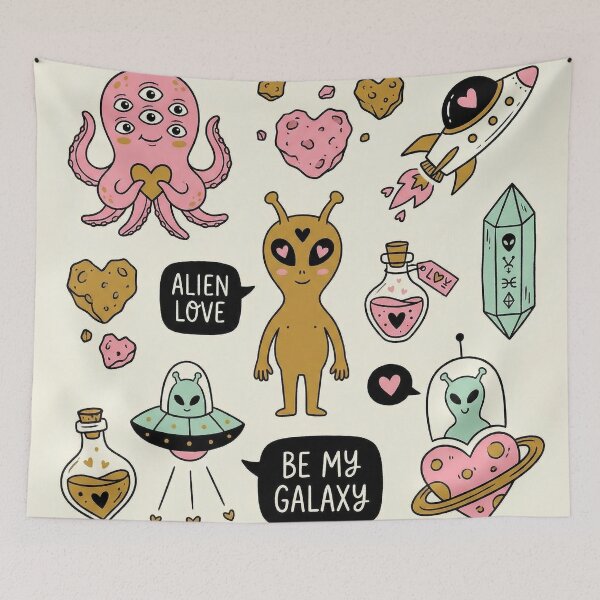 Item preview, Be My Galaxy Alien Love Cute Sci-Fi Sticker Sheet designed and sold by zzz888.