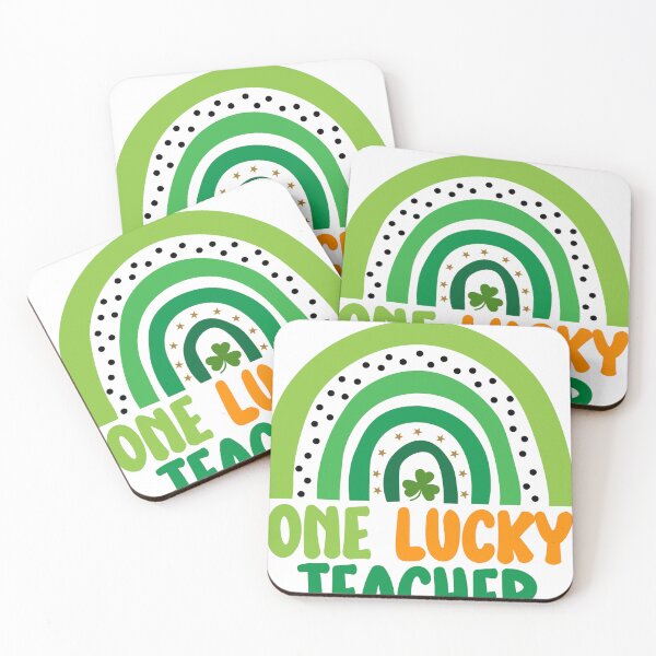 Item preview, One Lucky Teacher Heart Rainbow Funny designed and sold by RoyesButler.