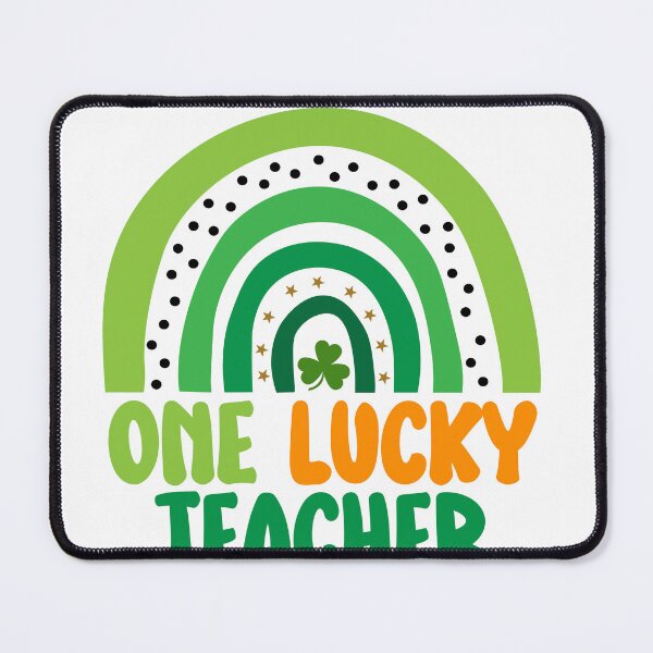 Item preview, One Lucky Teacher Heart Rainbow Funny designed and sold by RoyesButler.