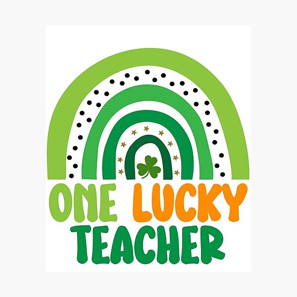 Item preview, One Lucky Teacher Heart Rainbow Funny designed and sold by RoyesButler.
