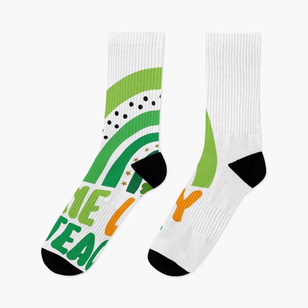 Item preview, One Lucky Teacher Heart Rainbow Funny designed and sold by RoyesButler.