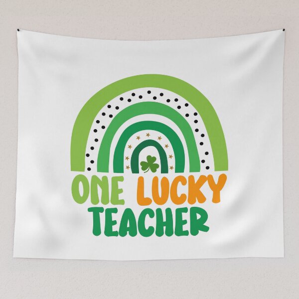 Item preview, One Lucky Teacher Heart Rainbow Funny designed and sold by RoyesButler.